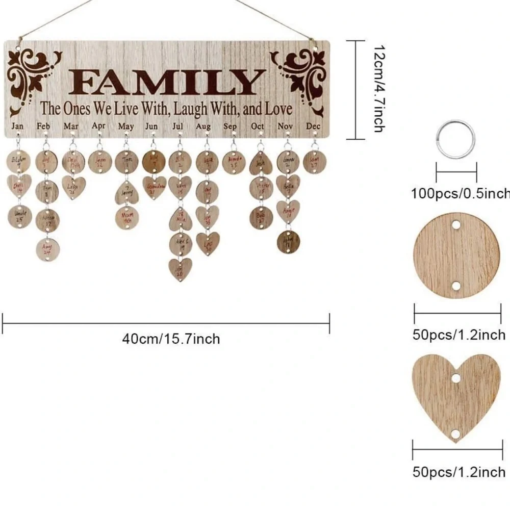 Family Birthday Events Calendar - NWT